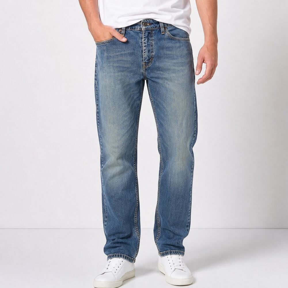 Levi's 514 Mens 36x32.5 Classic Straight Leg Jeans Medium Wash Blue Denim